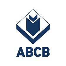 Blue ABCB logo featuring a stylized geometric icon and bold text.