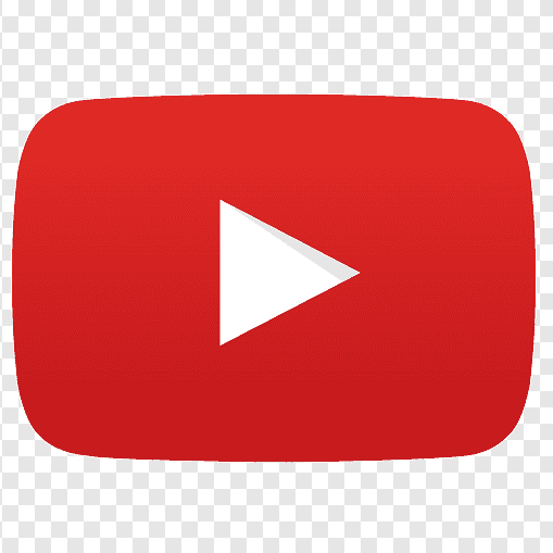 YouTube logo with a red rounded rectangle and white play button icon.